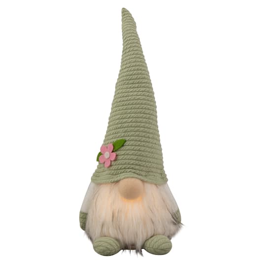 12" Lighted Green Spring Gnome with Flower Hat By Northlight | 12.25" x 5" x 4.25" | Michaels®